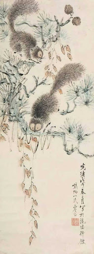 虚谷　笔下的松鼠