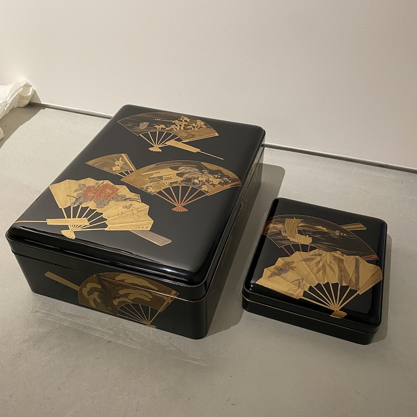 扇面蒔絵文庫・硯箱