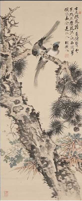 胡鉄梅　延年長春図